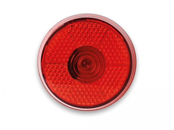 Round blinking red bicycle light