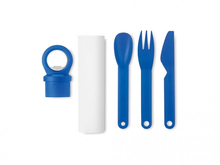Cutlery set with opener