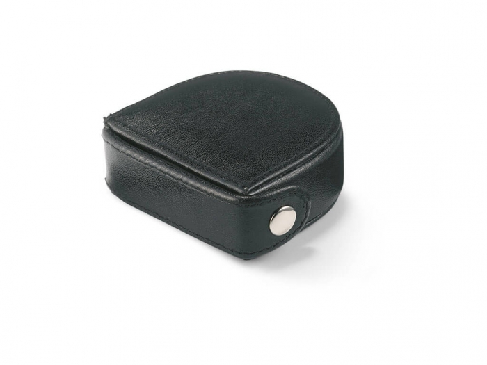 Alarm clock in leather pouch