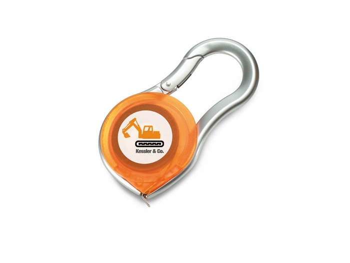 Measuring tape with carabiner