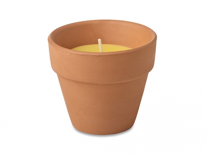 Candle in terracotta pot