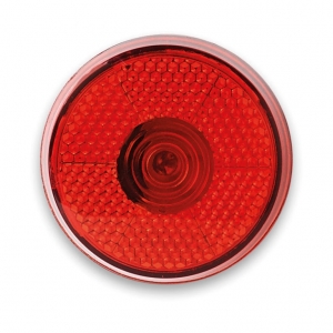 Round blinking red bicycle light