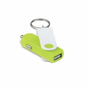 USB car charger with keyring