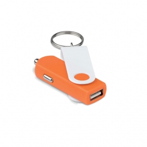 USB car charger with keyring