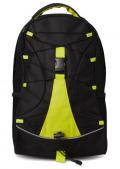 Black backpack with colourful accents