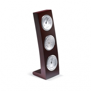 Vertical wooden stand with clock