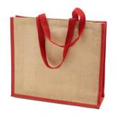 Jute shopping bag with coloured detail