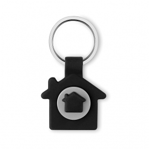 House shaped key ring with token