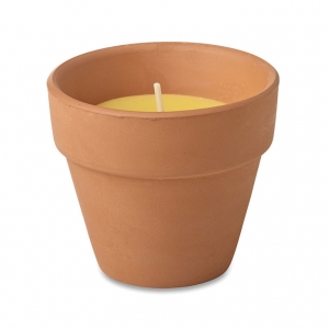 Candle in terracotta pot